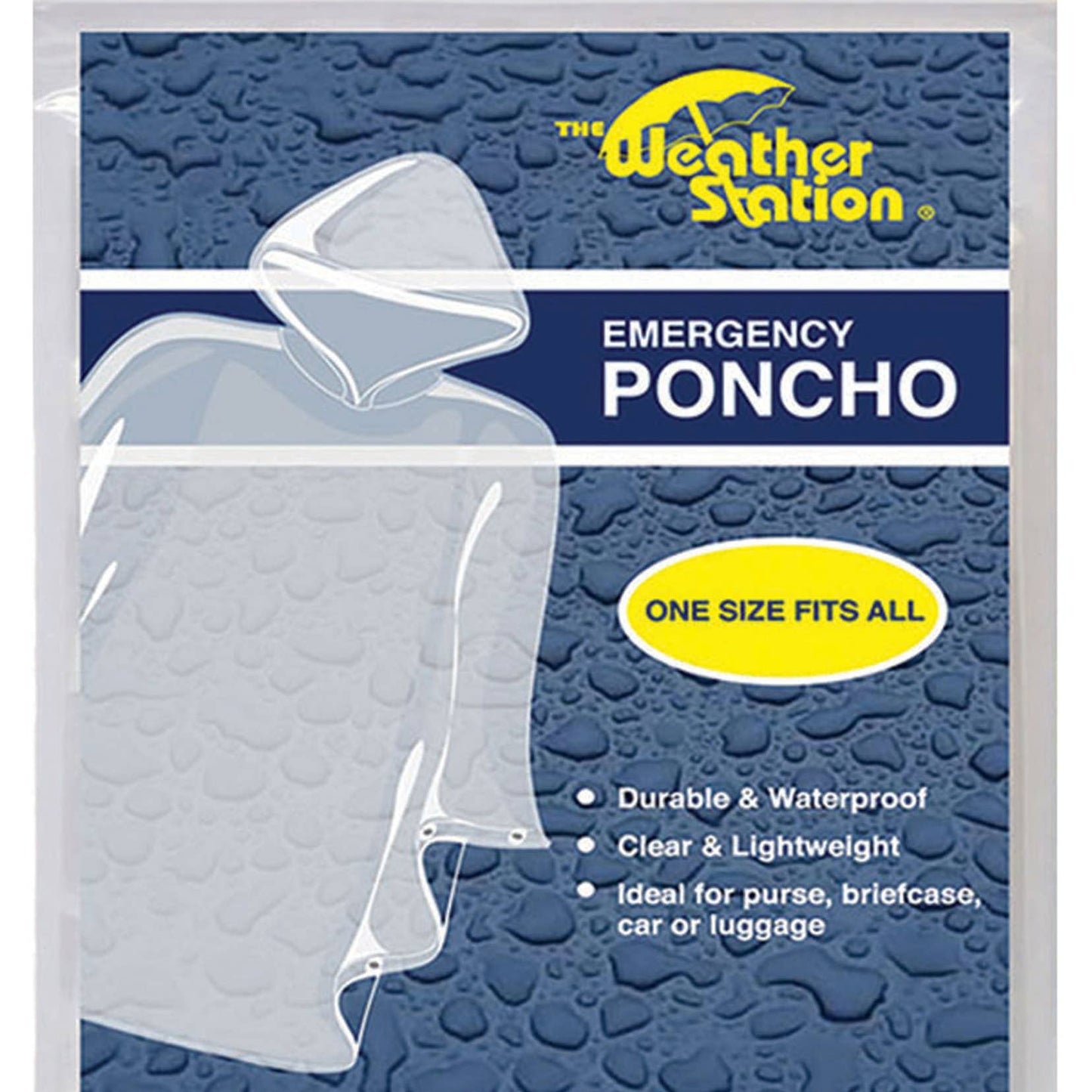 Adult Clear Emergency Rain Poncho with Hood - Outdoor/Travel