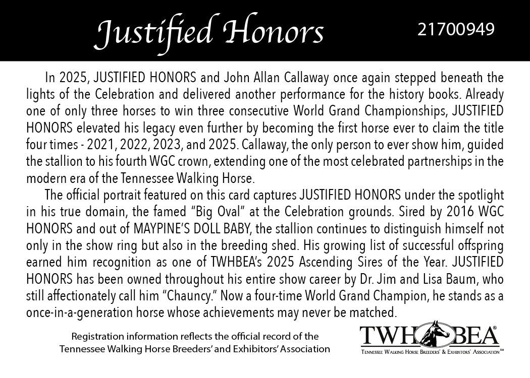2025 WGC JUSTIFIED HONORS Trading Card