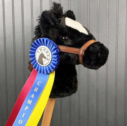 Plush Stick Horse with Championship Ribbon & Ownership Certificate