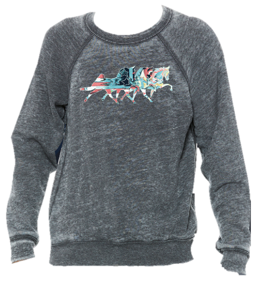 Horse Trio Acid Washed Sweatshirt