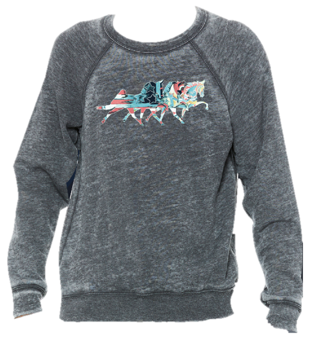 Horse Trio Acid Washed Sweatshirt